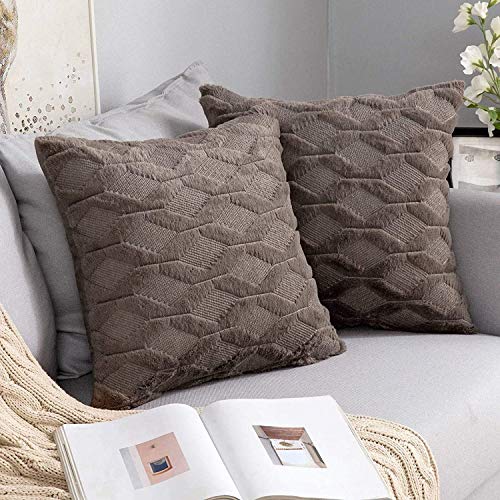 MIULEE Kissenbezüge 2er Set Wolle Sofakissen Sanft Dekokissen Weich Kissenbezug Couchkissen Dekorativ Zierkissenbezug für Sofa Bett Wohnzimmer Schlafzimmer klassischer Style Braun 40x40cm von MIULEE