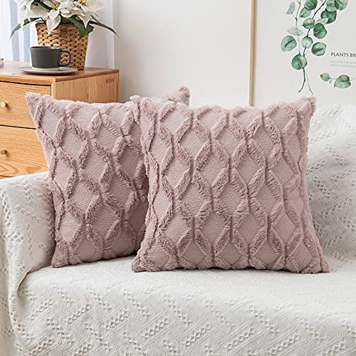 MIULEE Kissenbezüge 2er Set Wolle Sofakissen Sanft Dekokissen Weich Kissenbezug Couchkissen Dekorativ Zierkissenbezug für Sofa Bett Wohnzimmer Schlafzimmer klassischer Style Altrosa45x45cm von MIULEE