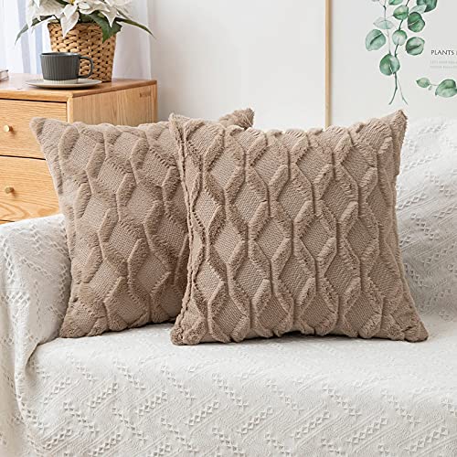 MIULEE Kissenbezüge 2er Set Wolle Sofakissen Sanft Dekokissen Weich Kissenbezug Couchkissen Dekorativ Zierkissenbezug für Sofa Bett Wohnzimmer Schlafzimmer klassischer Style Taupe50x50cm von MIULEE