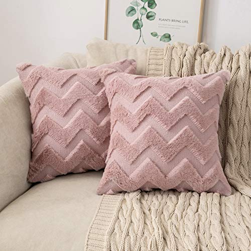 MIULEE 2er Set Wolle Kissenbezüge Sofakissen Dekokissen Welle Polyster Kissenbezüge Couchkissen Weich Kissenbezug Zierkissenbezug Versteckter Reißverschluss Wohnzimmer Schlafzimmer 40x40cm Lederpuder von MIULEE