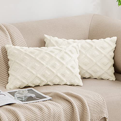 MIULEE Weihnachten Kissenbezüge 2er Set Wolle Sofakissen Sanft Dekokissen Weich Kissenbezug Couchkissen Dekorativ Zierkissenbezug für Sofa Bett Wohnzimmer Schlafzimmer 30x50 cm Creme von MIULEE