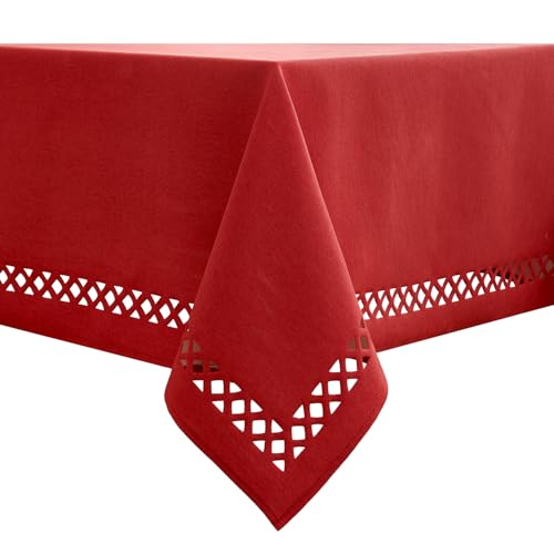 MIULEE Leinen Optik Tischdecke Abwaschbar Lotuseffekt Eckig Rechteckig 100x140cm Tischtuch Polyester Wasserabweisend Tischwäsche Schmutzabweisend Abwischbare Tafeldecke für Party Küche Red von MIULEE