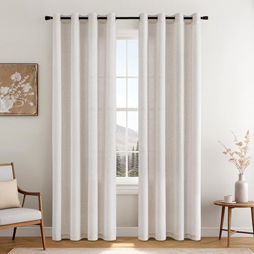 MIULEE Transluzente Leinenvorhänge Leinenvorhänge mit Ösen Moderne Leinenoptik Wohnzimmer Küche Schlafzimmer Vorhänge 2 Stück 140x260 cm Natur von MIULEE