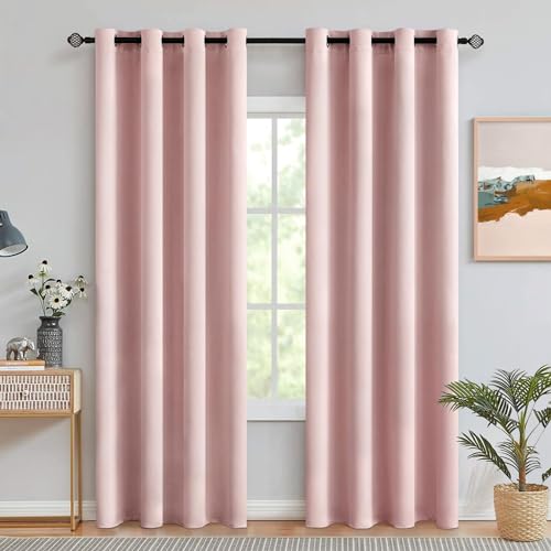 MIULEE Vorhang Kinderzimmer Mädchen mit Ösen 140X225 cm, Hellrosa erdunklungsvorhänge zum Verdunkeln von Räumen, 2er Set Gardinen Abdunkelnd Schlafzimmer Wohnzimmer, Vorhänge Rosa Blickdicht von MIULEE