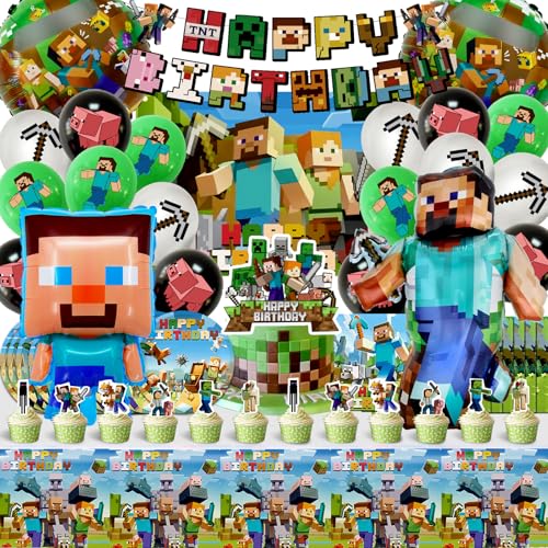 80pcs Minecr Geburtstag Deko, Luftballons Minecr, Kinder Geburtstagsdeko, Kuchen Spiel Dekoration, Kinder Party Geburtstag Dekoration Banner Tischdecke 80pcs Minecr Geburtstag Deko, Luftballons Minecr, Kinder Geburtstagsdeko, Kuchen Spiel Dekoration, Kinder Party Geburtstag Dekoration Banner Tischdecke von MIUNUO