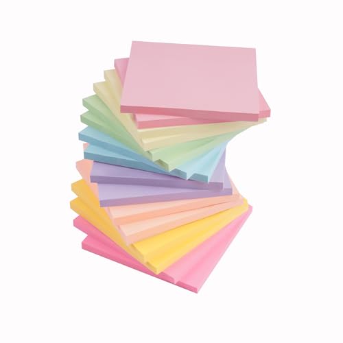 24 Packung Farbige Haftnotizen,Sticky Notes, Klebezettel Einfach zu Schreiben und Aufzukleben,Geeignet für Zuhause, Schule und Büro(75×75 mm,8 Farbens) von MIUTME