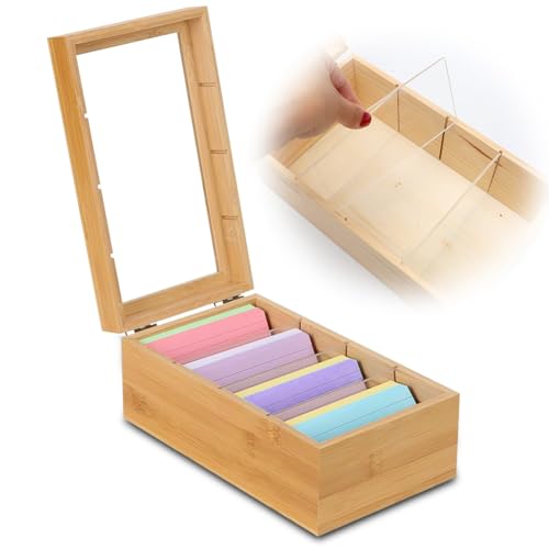 A7 Karteikarten Box, 25 x 15 x 10 cm Karteikasten Holz mit Transparente Deckel, A7 Karten Aufbewahrungsbox Holz, Karteikartenbox, Lernkarteibox für Vokabeln, Notizen und Visitenkarten A7 Karteikarten Box, 25 x 15 x 10 cm Karteikasten Holz mit Transparente Deckel, A7 Karten Aufbewahrungsbox Holz, Karteikartenbox, Lernkarteibox für Vokabeln, Notizen und Visitenkarten von MIUUIPI