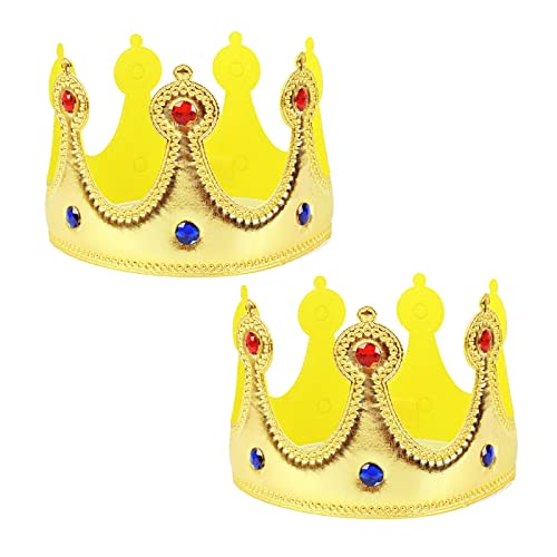 MIVAIUN 2 Stück Königskronen erwachsenes Kind Geburtstag Hüte Handgefertigte Königskrone König und Königin Kronen Prinzessin Tiara Fancy Dress Birthday Party Kostüm Zubehör Dekoration Requisiten(Gold) von MIVAIUN