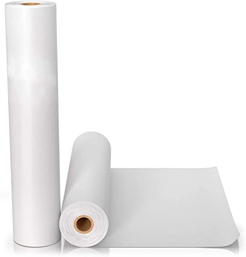 MIVIDE 2 Stück Weiß Zeichenpapier Rolle, 25m Malpapier Rolle, Papierrolle Malen für Kinder, Malerei, Staffelei (44cm x 25m) von MIVIDE