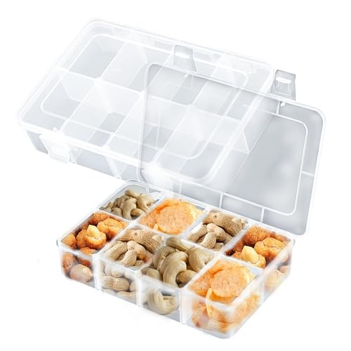 MIYUANGKJ 2 Stück Snackbox mit Fächern Snack Box mit Deckel 8 Verstellbaren Fächern Snackteller Aufbewahrungsbox Snackbox Organizer Sortierbox für Candy Veggie Keks Nüsse Obst von MIYUANGKJ