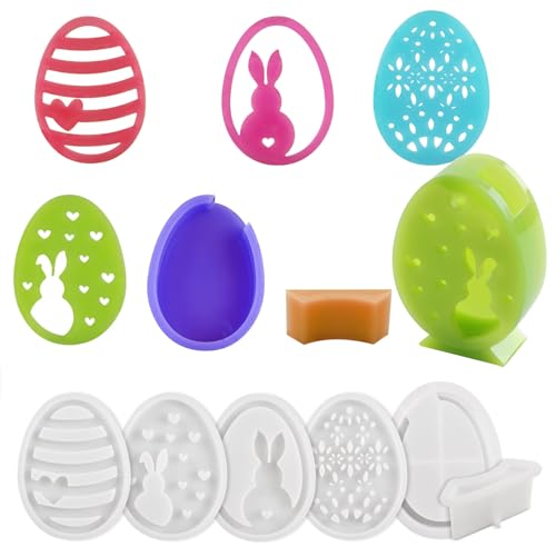 Silikonformen Ostereier 4 Set Gießformen DIY Ostern Hase 3D Kerze Silikonform Kerzenhalter Silikon Giessform Kerzenformen Epoxidharz Formen zur Herstellung von Ostern Ornamenten von MIYUANGKJ