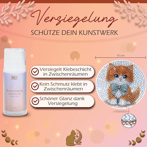 MJ COMPANY® Diamond Painting Untersetzer 8Stk. mit Versiegler für mehr Schutz - Diamond Painting Untersetzer Katzen mit Box - DIY Set für Erwachsene von MJ Company