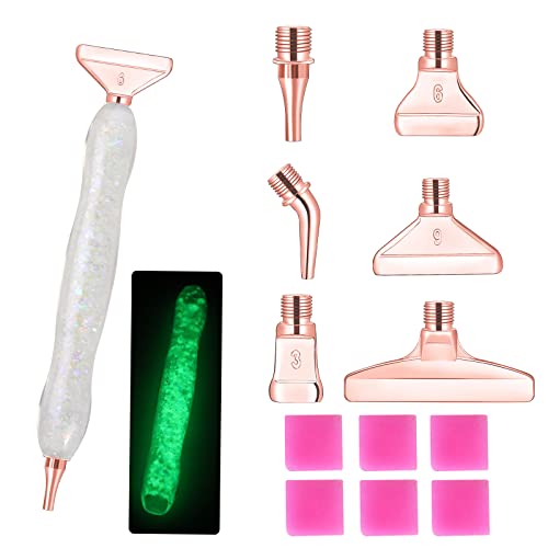 MJARTORIA 13er 5D Diamond Painting Zubehör Stift Set, Dot Painting mit Gewinde Metall Ersatz Stiftköpfen, Drill Pen für DIY Malerei Nail Art Handwerk Zeichnung Drafting(Rosegold) von MJARTORIA