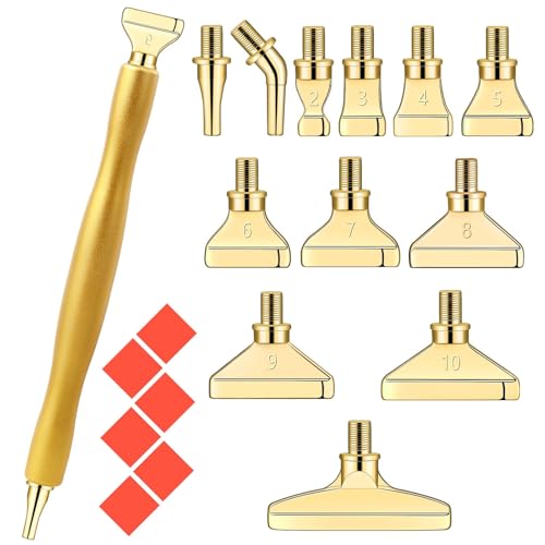 MJARTORIA 5D Diamond Art Painting Zubehör Diamond Metall Stift Set 14/20PCS, Drill Pen mit Gewinde Metall Ersatz Stiftköpfen Kleber für Mosaikherstellung Nagelkunst von MJARTORIA