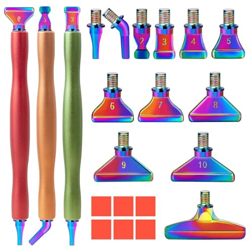 MJARTORIA 5D Diamond Art Painting Zubehör Diamond Metall Stift Set 22PCS, Drill Pen mit Gewinde Metall Ersatz Stiftköpfen Kleber für Mosaikherstellung Nagelkunst von MJARTORIA