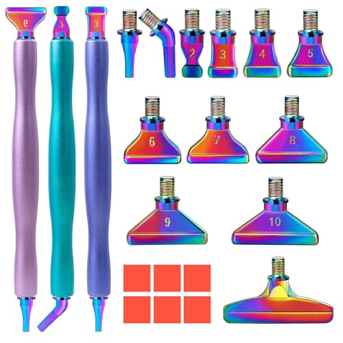 MJARTORIA 5D Diamond Art Painting Zubehör Diamond Metall Stift Set 22PCS, Drill Pen mit Gewinde Metall Ersatz Stiftköpfen Kleber für Mosaikherstellung Nagelkunst von MJARTORIA