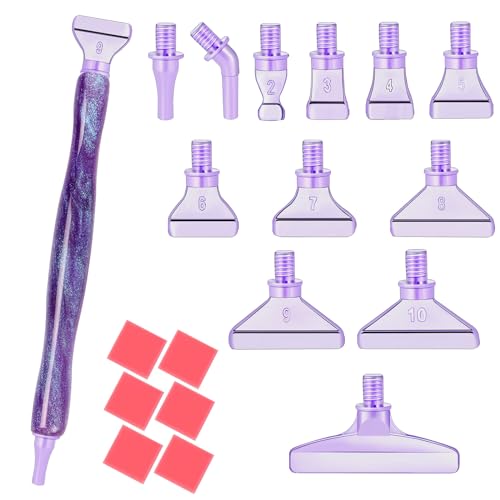 MJARTORIA 5D Diamond Painting Zubehör Diamond Painting Stift Set 20PCS, Drill Pen mit Gewinde Metall Ersatz Stiftköpfen Kleber für Mosaikherstellung Nagelkunst(Violett Lila) von MJARTORIA