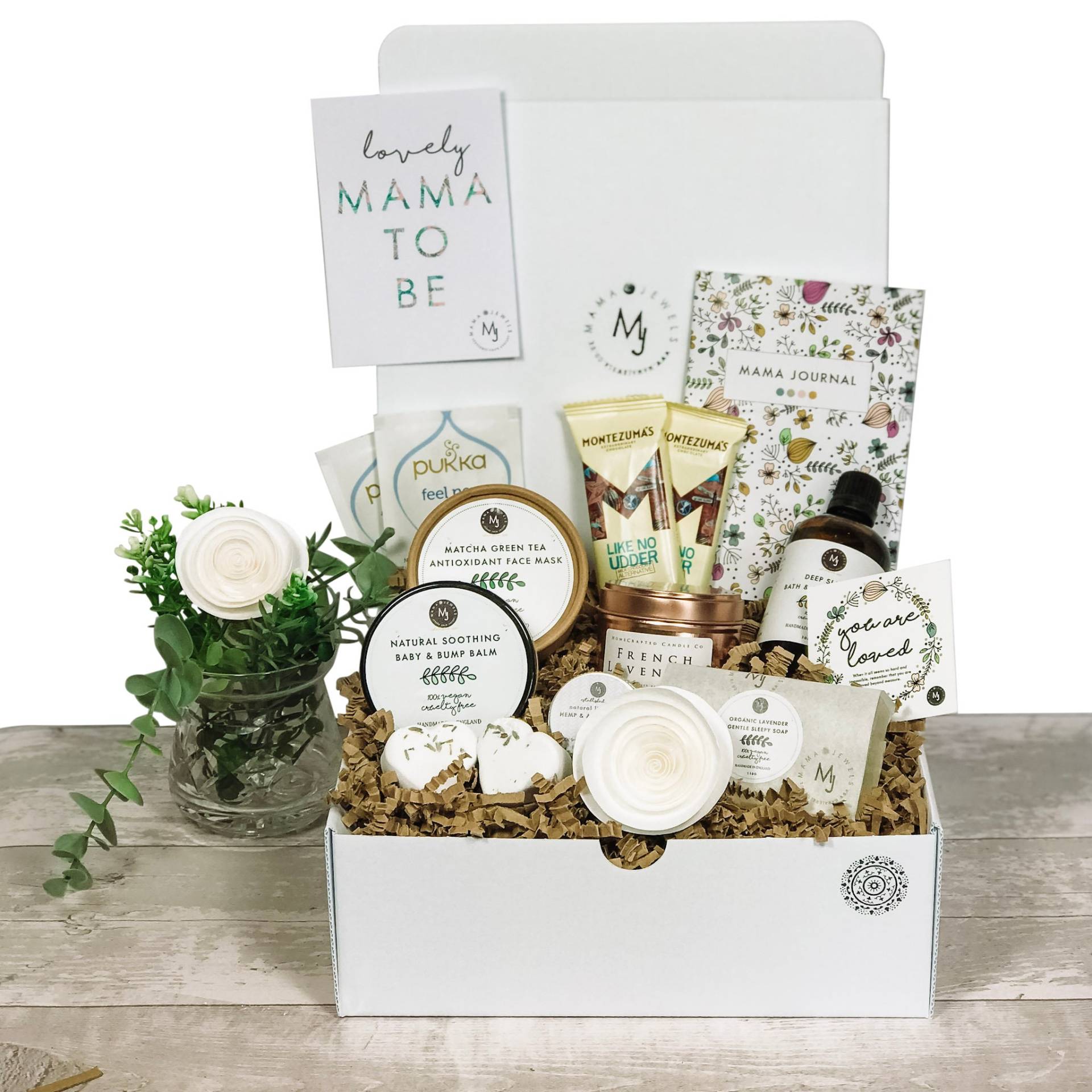 Luxus Schwangerschaft Self Care New Mum Pamper Hamper Geschenkbox | Öko Vegan Weiß von MJArtisanGiftCo