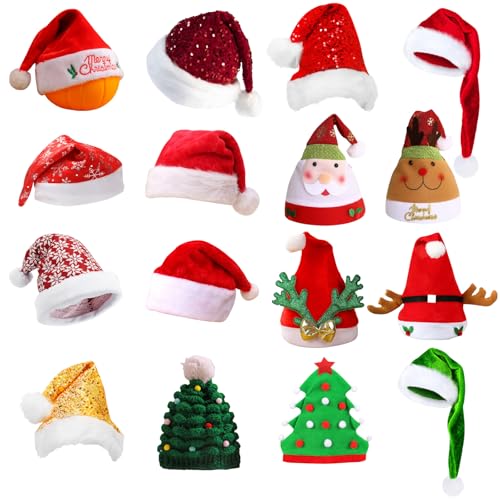 MJBFDC Weihnachtsmütze Nikolausmütze Plüsche Weihnachtsmann Mütze,Weihnachtsmütze Nikolausmütze Plüsch,Weihnachtsmann Mütze Rot Weihnachtszubehör,Christmas Santa hat für Feiertagsparty von MJBFDC