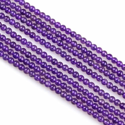 MJDCB 225 stück Natürlichen Kleinen Stein Perlen 3mm Amethyst Runde Glatte Lose Edelstein Perle für Schmuck Machen Armbänder Ohrringe Halsketten Zubehör von MJDCB