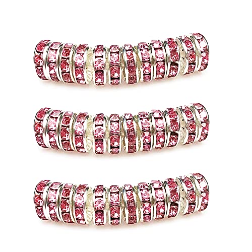 MJDCB 4mm 100 Stücke Rondelle Perlen Schmuckperlen Strass Zwischenperlen für Schmuck Machen Armbänder Halskette (Rosa) von MJDCB