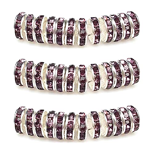 MJDCB 6mm 100 Stücke Rondelle Perlen Schmuckperlen Strass Zwischenperlen für Schmuck Machen Armbänder Halskette (Violett) von MJDCB