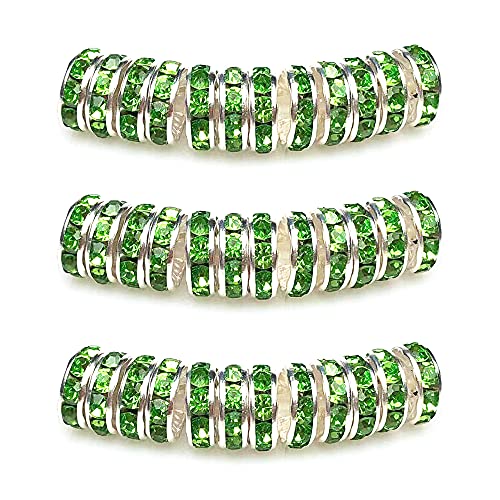 MJDCB 8mm 100 Stücke Rondelle Perlen Schmuckperlen Strass Zwischenperlen für Schmuck Machen Armbänder Halskette (Frucht Grün) von MJDCB