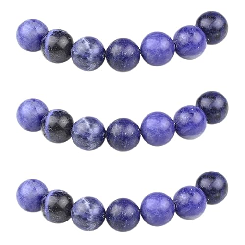 MJDCB Perlen zum Auffädeln 10mm 35 stück Blau Sodalith Halbedelsteine Perlen mit Loch Natürliche Lose Runde Steinperlen für Herstellung Schmuck Armbänder Halsketten von MJDCB