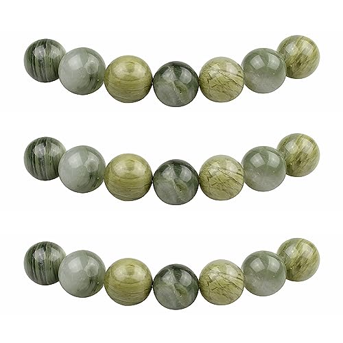 MJDCB Perlen zum Auffädeln 10mm 35 stück Grasgrün Jade Halbedelsteine Perlen mit Loch Natürliche Lose Runde Steinperlen für Herstellung Schmuck Armbänder Halsketten von MJDCB