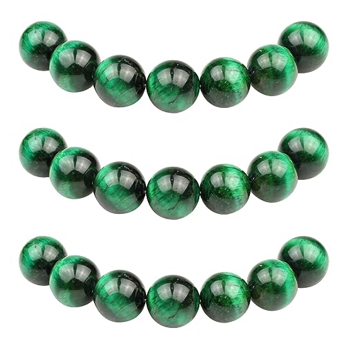 MJDCB Perlen zum Auffädeln 10mm 35 stück Grünes Tigerauge Halbedelsteine Perlen mit Loch Natürliche Lose Runde Steinperlen für Herstellung Schmuck Armbänder Halsketten von MJDCB
