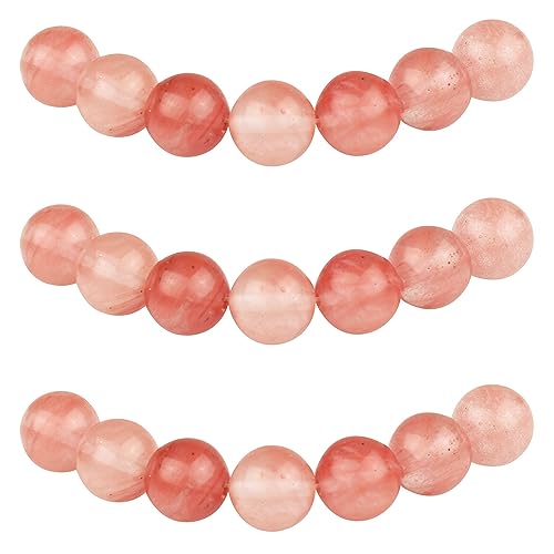 MJDCB Perlen zum Auffädeln 10mm 35 stück Synthetische Rosa Kristall Perlen mit Loch Lose Runde Steinperlen für Herstellung Schmuck Armbänder Halsketten von MJDCB