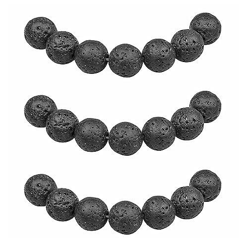 MJDCB Perlen zum Auffädeln 10mm 35 stück vulkanstein Schwarze Lava Halbedelsteine Perlen mit Loch Natürliche Lose Runde Steinperlen für Herstellung Schmuck Armbänder Halsketten von MJDCB