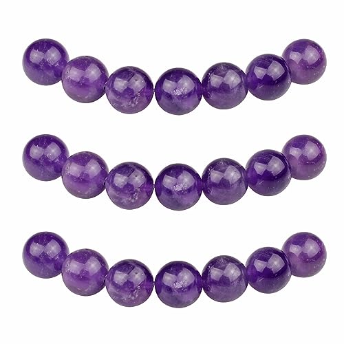 MJDCB Perlen zum Auffädeln 12mm 30 stück Amethyst Halbedelsteine Perlen mit Loch Natürliche Lose Runde Steinperlen für Herstellung Schmuck Armbänder Halsketten von MJDCB