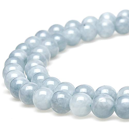 MJDCB Perlen zum Auffädeln 12mm 30 stück Aquamarin Halbedelsteine Perlen mit Loch Natürliche Lose Runde Steinperlen für Herstellung Schmuck Armbänder Halsketten von MJDCB