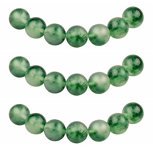 MJDCB Perlen zum Auffädeln 12mm 30 stück Grün Moose Jade Halbedelsteine Perlen mit Loch Natürliche Lose Runde Steinperlen für Herstellung Schmuck Armbänder Halsketten von MJDCB