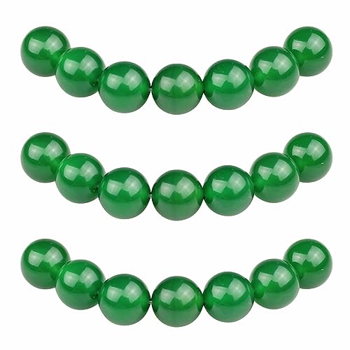 MJDCB Perlen zum Auffädeln 12mm 30 stück Grüner Achat Halbedelsteine Perlen mit Loch Natürliche Lose Runde Steinperlen für Herstellung Schmuck Armbänder Halsketten von MJDCB