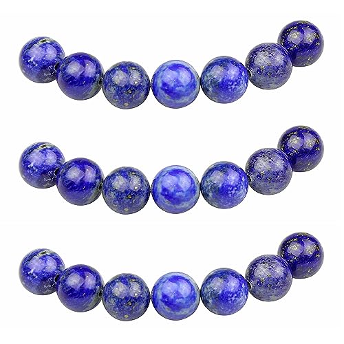 MJDCB Perlen zum Auffädeln 12mm 30 stück Lapislazuli Halbedelsteine Perlen mit Loch Natürliche Lose Runde Steinperlen für Herstellung Schmuck Armbänder Halsketten von MJDCB