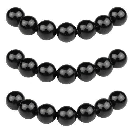 MJDCB Perlen zum Auffädeln 14mm 25 stück Schwarzer Obsidian Halbedelsteine Perlen mit Loch Natürliche Lose Runde Steinperlen für Herstellung Schmuck Armbänder Halsketten von MJDCB