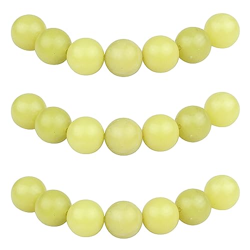 MJDCB Perlen zum Auffädeln 12mm 30 stück Zitrone Jade Halbedelsteine Perlen mit Loch Natürliche Lose Runde Steinperlen für Herstellung Schmuck Armbänder Halsketten von MJDCB