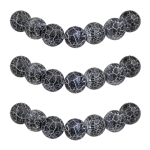 MJDCB Perlen zum Auffädeln 6mm 60 stück Schwarzer Drachenader Achat Halbedelsteine Perlen mit Loch Natürliche Lose Runde Steinperlen für Herstellung Schmuck Armbänder Halsketten von MJDCB