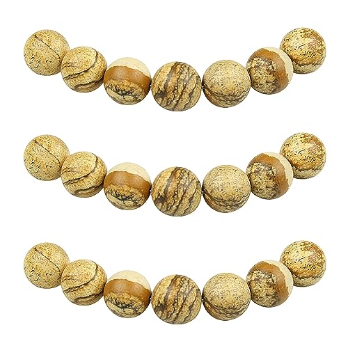 MJDCB Perlen zum Auffädeln 8mm 45 stück Bilder Jaspis Halbedelsteine Perlen mit Loch Natürliche Lose Runde Steinperlen für Herstellung Schmuck Armbänder Halsketten von MJDCB