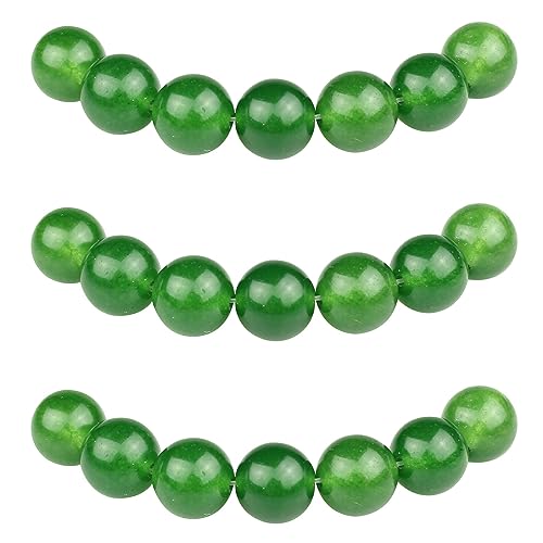 MJDCB Perlen zum Auffädeln 8mm 45 stück Olivfarbene Jade Halbedelsteine Perlen mit Loch Lose Runde Steinperlen für Herstellung Schmuck Armbänder Halsketten von MJDCB