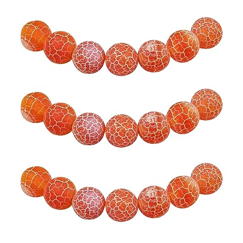 MJDCB Perlen zum Auffädeln 8mm 45 stück Orange Drachenader Achat Halbedelsteine Perlen mit Loch Natürliche Lose Runde Steinperlen für Herstellung Schmuck Armbänder Halsketten von MJDCB