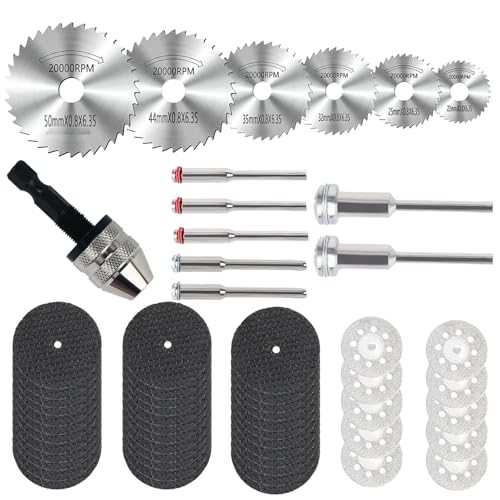 Trennscheiben Set für Dremel Zubehoer, 60Pcs Sägeblatt, Kreissägeblatt Schneidräder, Mini Diamant Schneidscheiben für Kunststoff, Stein, Metall, das Schneiden von Holz von MJFENDAI