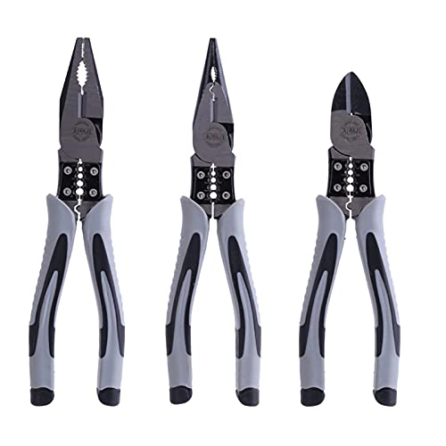 7-Zoll-Multifunktionszange Set Kombinationszange Stripper/Crimper/Fräser Hochleistungs-Drahtzange Diagonale Zangen Handwerkzeuge Crimpwerkzeuge(3Pcs Set) von MJFVN