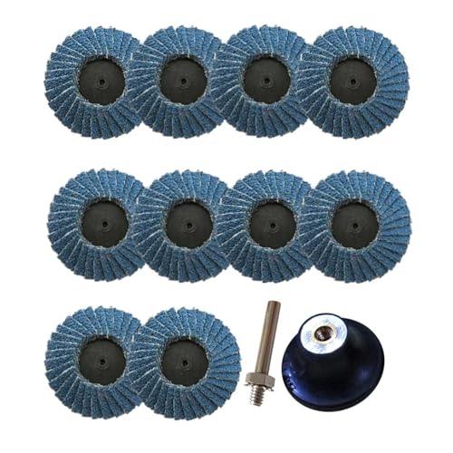 MJINA 10 Stück Fächerschleifscheiben, 5,1 cm, 50 mm, blau, Schleifscheiben mit Körnung 40, 60, 80, 120, mit 1/4-Zoll-Schaftpad(120) von MJINA