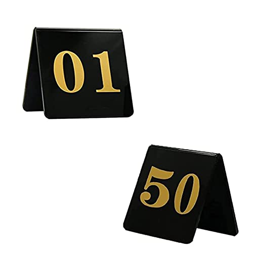 Restaurantkartenteller, Tischnummernschild, schwarz, doppelseitige Tischnummernkarte mit goldenen Zahlen, um Gäste zu ihren Plätzen zu führen, perfekt für Restaurants, Bars (25. Januar, 80 x 80 mm ( von MJMLUCK