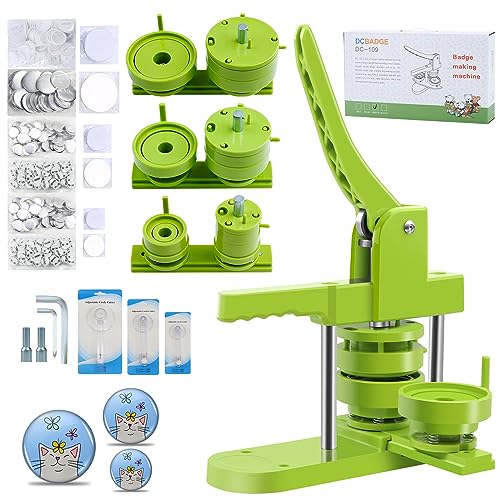 MK.Bear Button Maker Machine Multiple Sizes, DIY Pin Maker Button Press Machine 1.25+2.25+3 Inch, Interchangeable Molds Button Maker Kit with 300 Pcs 32mm+58mm+75mm Button Maker Supplies&Circle Cutter von MK.Bear