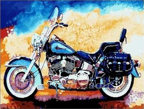 MKANLKX 5D DIY Diamond Painting, Motorcycle Belief Diamond Mosaic Picture, Full Round Drill Handwork Embroidery Kits 40X50Cm von MKANLKX