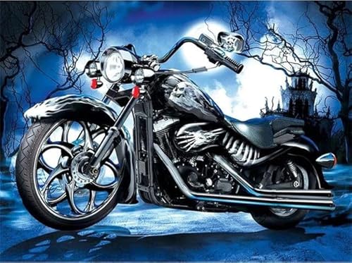 MKANLKX 5D DIY Diamond Painting, Motorcycle Diamond Mosaic Picture, Full Round Drill Handwork Embroidery Kits A 40X50Cm von MKANLKX